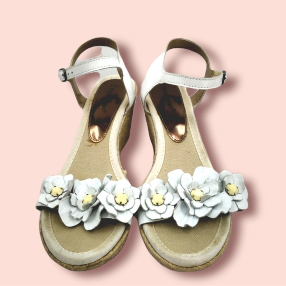 BareTraps Women's 9M Bling White Tease Espadrille Jute Wedge with Ankle Strap